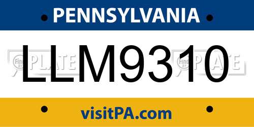 LLM9310 Pennsylvania License Plate