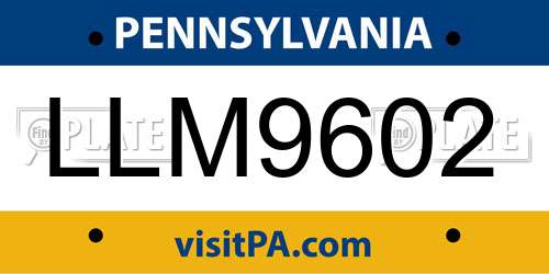 LLM9602 Pennsylvania License Plate