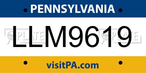 LLM9619 Pennsylvania License Plate