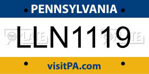 LLN1119 Pennsylvania License Plate
