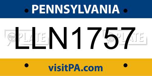 LLN1757 Pennsylvania License Plate