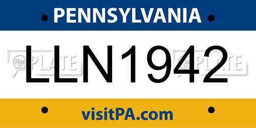 LLN1942 Pennsylvania License Plate