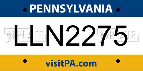 LLN2275 Pennsylvania License Plate