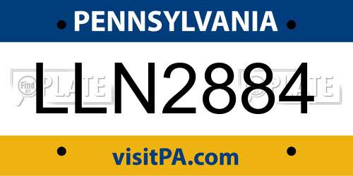 LLN2884 Pennsylvania License Plate