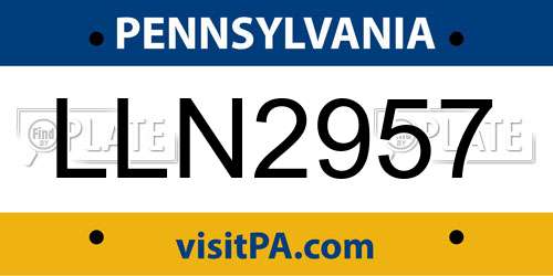 LLN2957 Pennsylvania License Plate