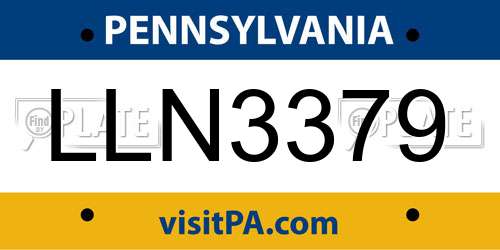 LLN3379 Pennsylvania License Plate