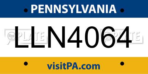LLN4064 Pennsylvania License Plate