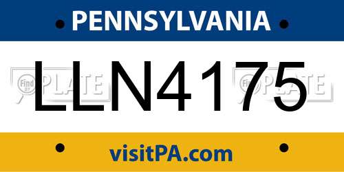 LLN4175 Pennsylvania License Plate