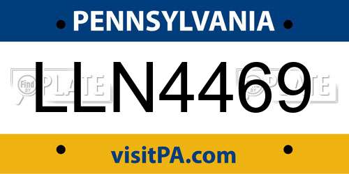 LLN4469 Pennsylvania License Plate
