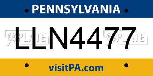 LLN4477 Pennsylvania License Plate