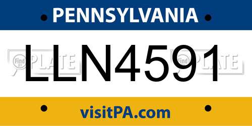LLN4591 Pennsylvania License Plate