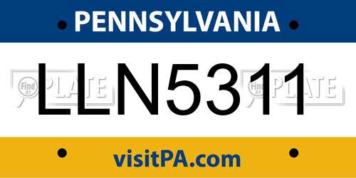 LLN5311 Pennsylvania License Plate