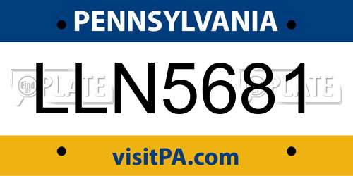 LLN5681 Pennsylvania License Plate