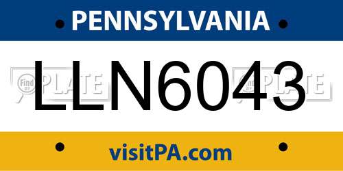 LLN6043 Pennsylvania License Plate