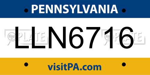 LLN6716 Pennsylvania License Plate