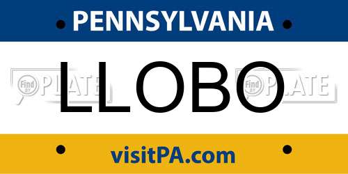 LLOBO Pennsylvania License Plate