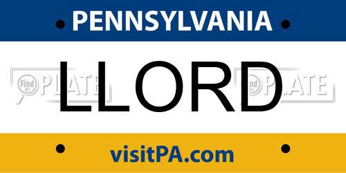 LLORD Pennsylvania License Plate
