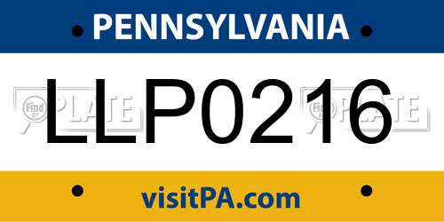 LLP0216 Pennsylvania License Plate