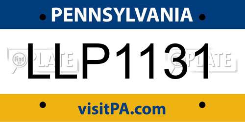 LLP1131 Pennsylvania License Plate