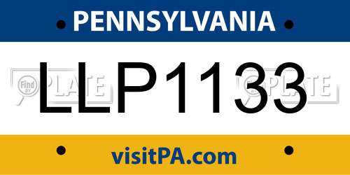 LLP1133 Pennsylvania License Plate