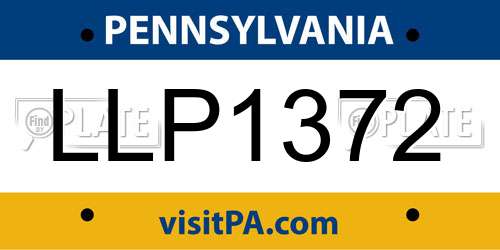 LLP1372 Pennsylvania License Plate
