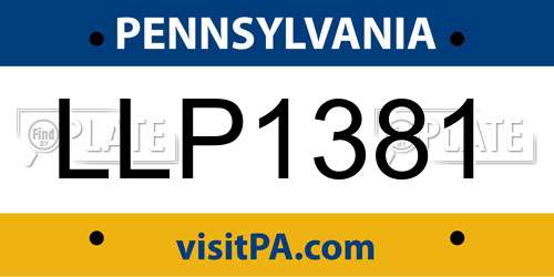 LLP1381 Pennsylvania License Plate