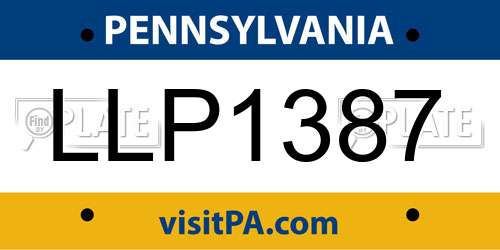 LLP1387 Pennsylvania License Plate