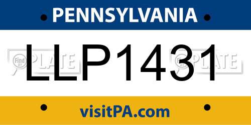 LLP1431 Pennsylvania License Plate