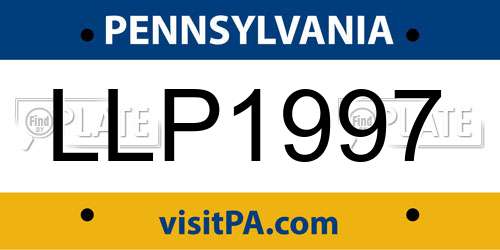 LLP1997 Pennsylvania License Plate