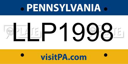LLP1998 Pennsylvania License Plate