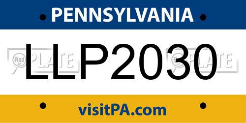 LLP2030 Pennsylvania License Plate