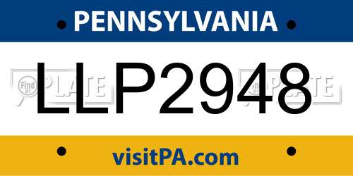 LLP2948 Pennsylvania License Plate