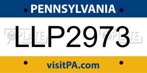 LLP2973 Pennsylvania License Plate