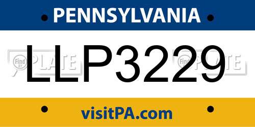 LLP3229 Pennsylvania License Plate