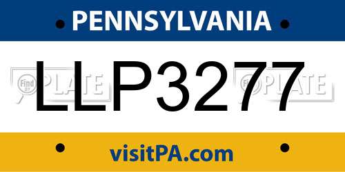 LLP3277 Pennsylvania License Plate