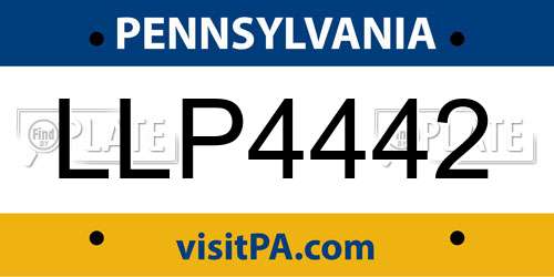 LLP4442 Pennsylvania License Plate