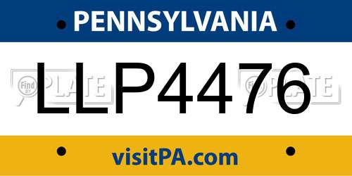 LLP4476 Pennsylvania License Plate