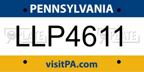 LLP4611 Pennsylvania License Plate