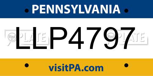 LLP4797 Pennsylvania License Plate