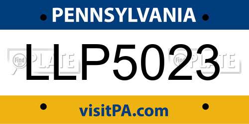 LLP5023 Pennsylvania License Plate