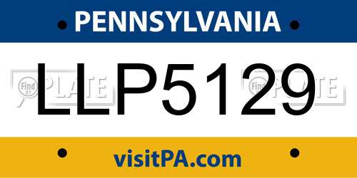 LLP5129 Pennsylvania License Plate