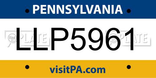 LLP5961 Pennsylvania License Plate