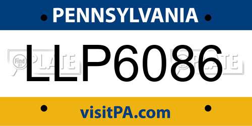 LLP6086 Pennsylvania License Plate