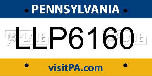 LLP6160 Pennsylvania License Plate