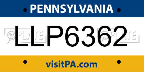 LLP6362 Pennsylvania License Plate