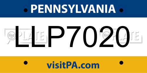 LLP7020 Pennsylvania License Plate