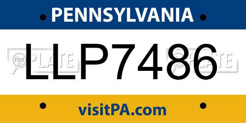 LLP7486 Pennsylvania License Plate