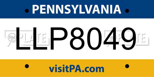 LLP8049 Pennsylvania License Plate