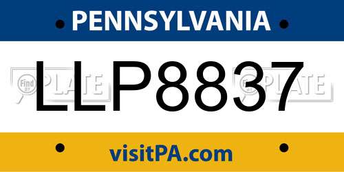 LLP8837 Pennsylvania License Plate