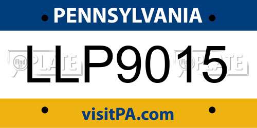 LLP9015 Pennsylvania License Plate